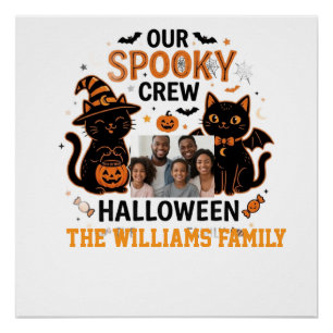 Personalized Halloween Black Cat Family Collection Poster