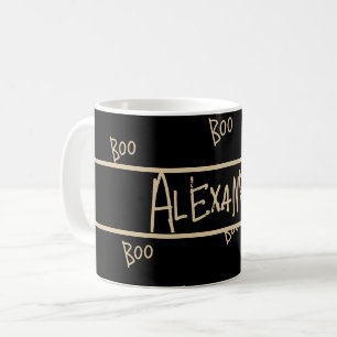 Personalized Halloween boo black and gold Coffee Mug