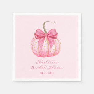 Personalized Halloween Bridal Shower Pink Pumpkin Napkin