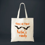 Personalized Halloween Candy Bag<br><div class="desc">Personalized tote bag for carrying all that Trick or Treat candy. Perfect if your family has more than one little goblin in your pumpkin patch. Just add your child's name, or click Customize to change the text. This gift is sure to bring a smile to Trick or Treaters of all...</div>