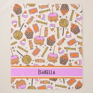 Personalized Halloween Candy Retro Groovy Blanket