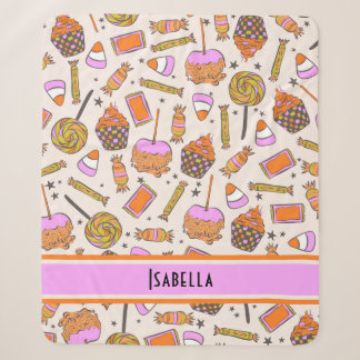 Personalized Halloween Candy Retro Groovy Blanket