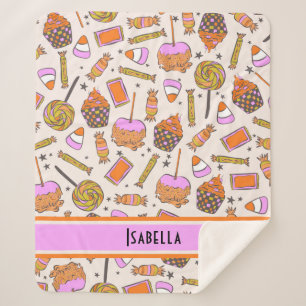 Personalized Halloween Candy Retro Groovy Blanket