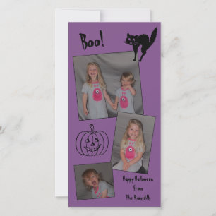 Personalized Halloween Card (cat, pumpkin)