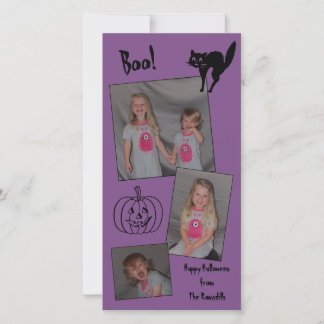 Personalized Halloween Card (cat, pumpkin)