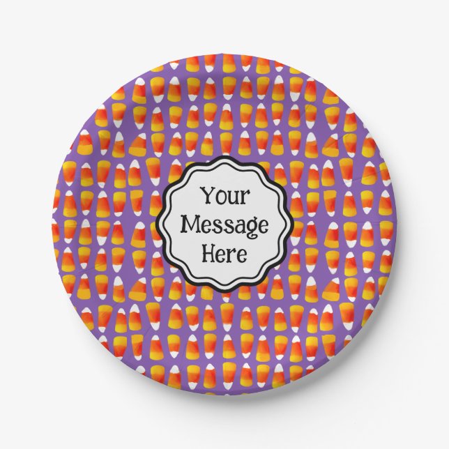 Personalized Halloween Crazy Candy Corn  Paper Plate (Front)