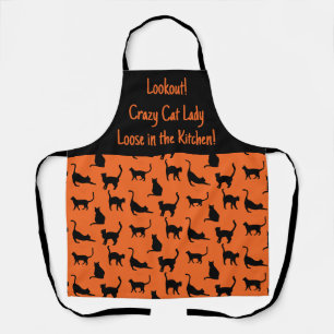 Personalized Halloween Crazy Cat Lady in Kitchen  Apron