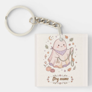 personalized Halloween Dog Mom Ghost Keychain