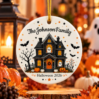 Personalized Halloween Family Ceramic Ornament