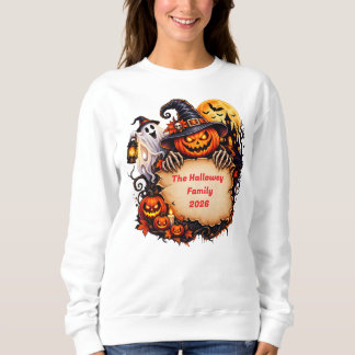 Personalized Halloween Family Name Pumpkin Ghost W Sweatshirt