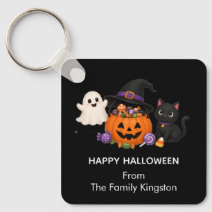 Personalized Halloween Family Name Sticker Keychain