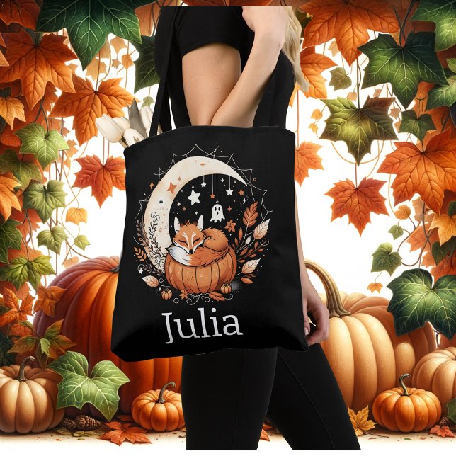 Personalized Halloween Fox and Ghost  Tote Bag (Creator Uploaded)