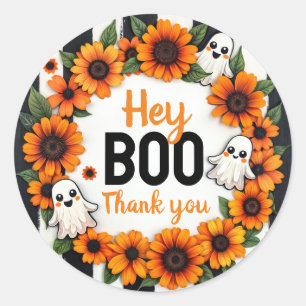 Personalized Halloween Ghost 'Hey Boo, Thank You' Classic Round Sticker