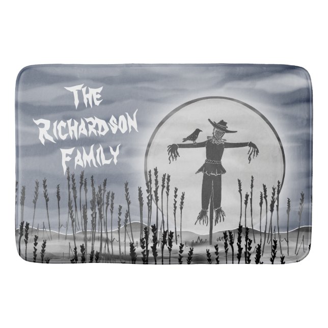 Personalized Halloween Horror Creepy Scarecrow  Bath Mat (Front)