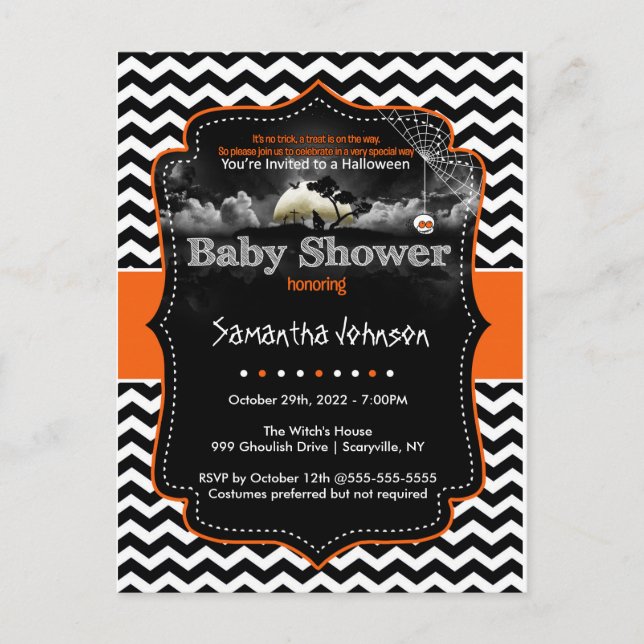Personalized Halloween Invitation Postcard (Front)