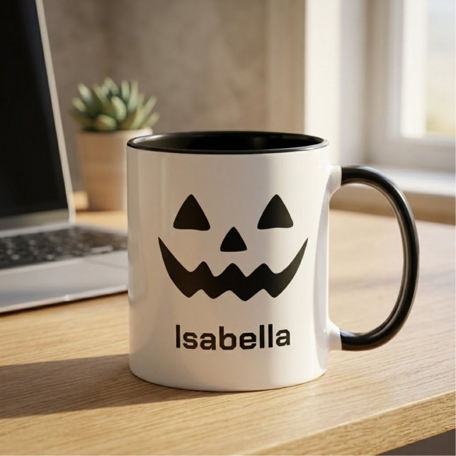 Personalized Halloween Jack O Lantern Pumpkin Face Mug (Creator Uploaded)