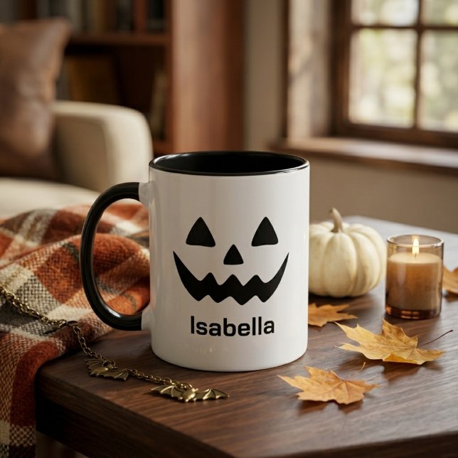 Personalized Halloween Jack O Lantern Pumpkin Face Mug (Creator Uploaded)