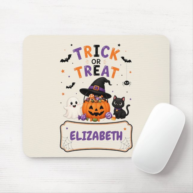 Personalized Halloween Name Mouse Pad for Kids (With Mouse)
