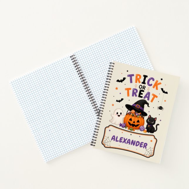 Personalized Halloween Name Notebook for Kids (Inside)