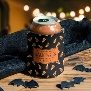 Personalized Halloween Party Candy Corn Can Cooler