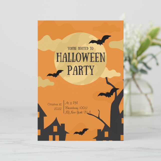 Personalized Halloween Party Invitation Card (Standing Front)