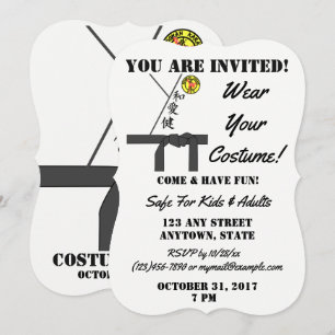 Personalized Halloween Party Karate Costume Invitation