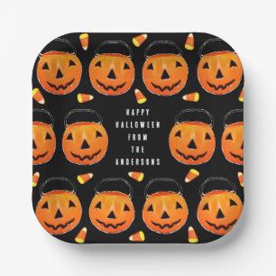Personalized Halloween Party Treat Paper Plates
