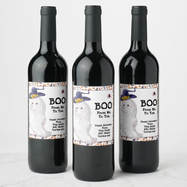 Personalized Halloween Pop By Wine Label (Bottles)