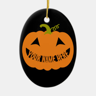 Personalized Halloween Pumpkin Ceramic Ornament