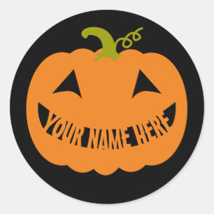 Personalized Halloween Pumpkin Classic Round Sticker