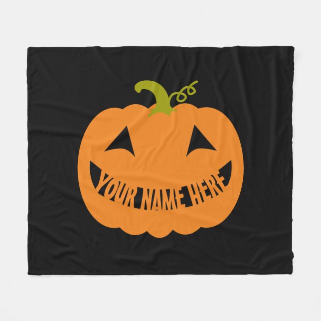 Personalized Halloween Pumpkin Fleece Blanket (Front (Horizontal))