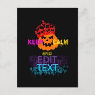 Personalized Halloween Pumpkin Keep Calm Your Text Postcard