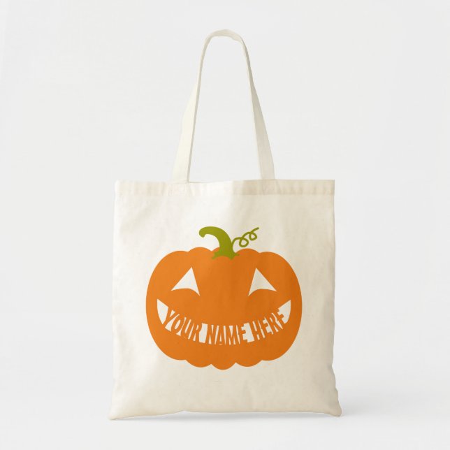 Personalized Halloween Pumpkin Tote Bag (Front)