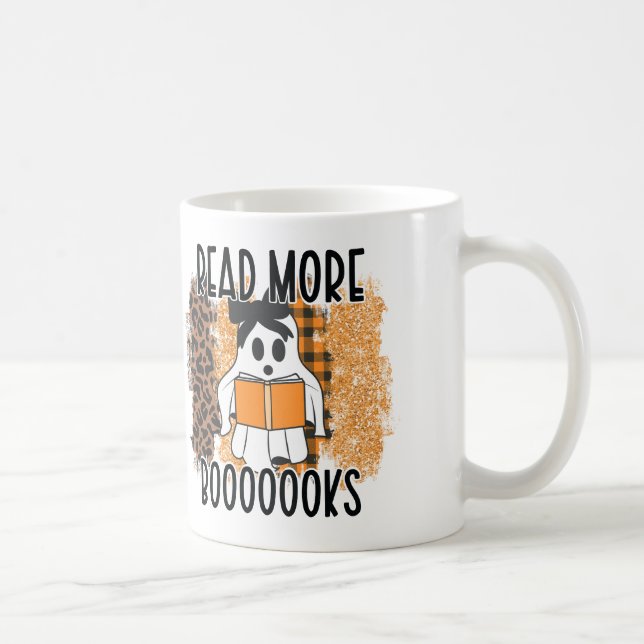 Personalized Halloween "Read More Books" Teacher Coffee Mug (Right)