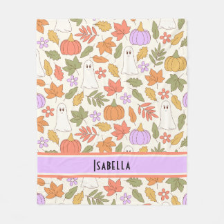 Personalized Halloween retro groovy blanket