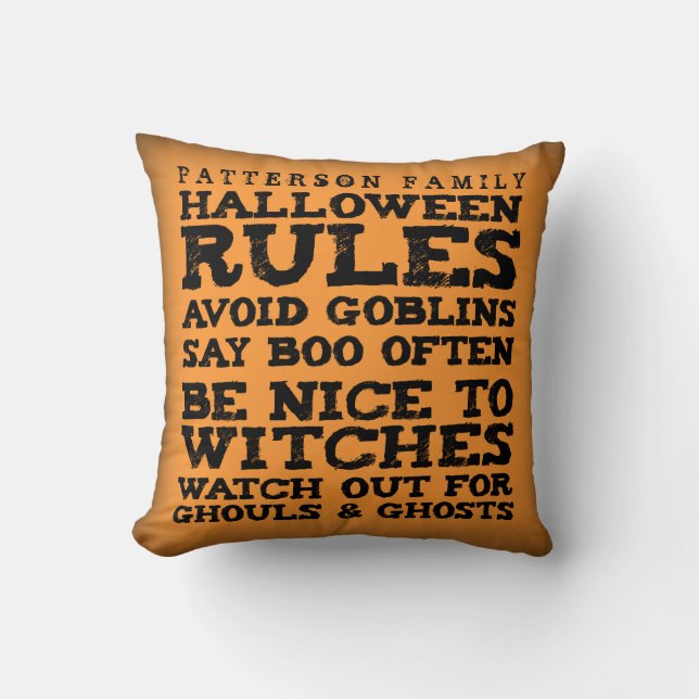 Personalized Halloween Rules Decor Pillow (Front)