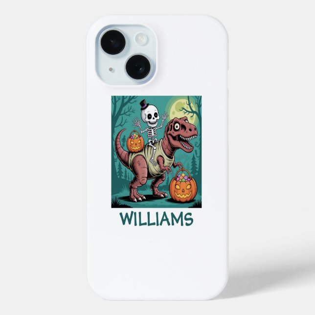 Personalized Halloween Skeleton Riding Dinosaur Case-Mate iPhone Case (Back)