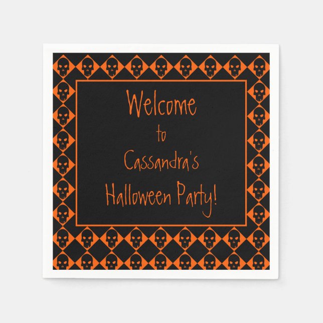 Personalized Halloween Skulls Napkin (Front)