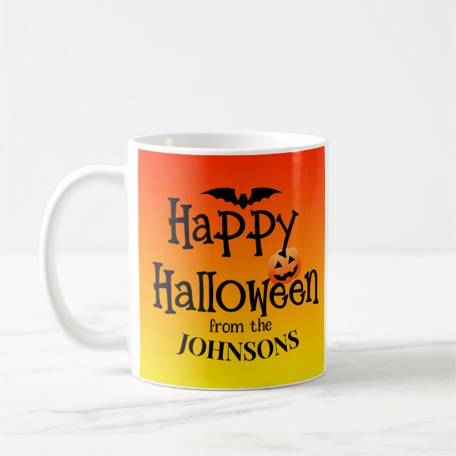 Personalized Halloween Stickers: Add Family Name  Coffee Mug (Left)