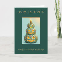 Personalized Halloween Teal Jack-O-Lantern Tower