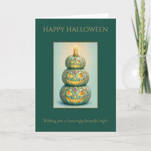 Personalized Halloween Triple Jack-O-Lantern Stack Card