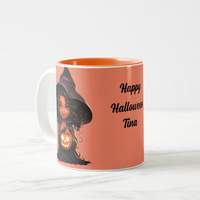Personalized Halloween Two-Tone Coffee Mug (Front Left)