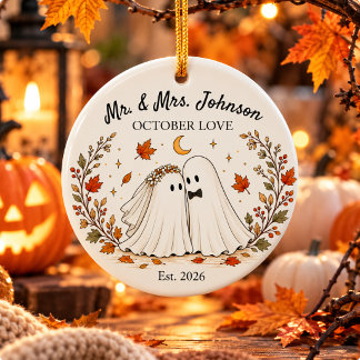 Personalized Halloween Wedding Ceramic Ornament