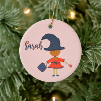 Personalized Halloween Witch Girl Ornament