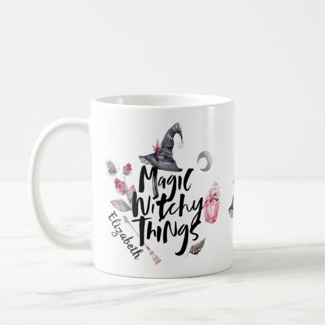 Personalized Halloween Witch Magic Witchy Things Coffee Mug (Left)
