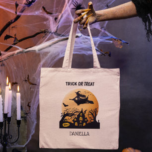 Personalized Halloween Witch Trick or Treat Tote Bag
