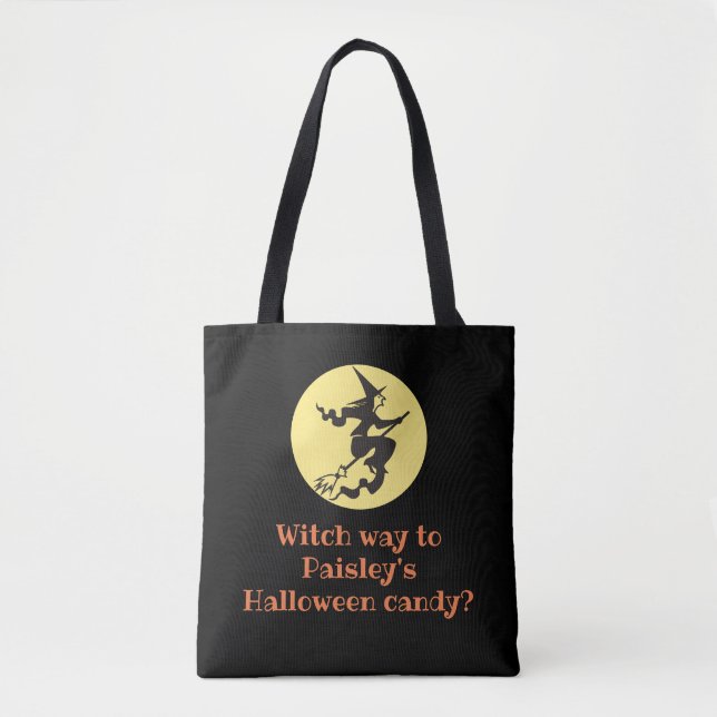 Personalized Halloween Witch Way Black Candy   Tote Bag (Front)