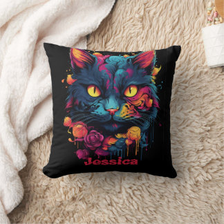 Personalized Halloween/Witch/Wizard/Scary Cat Throw Pillow