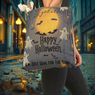 Personalized Halloween with Ghosts and Full Moon Tote Bag