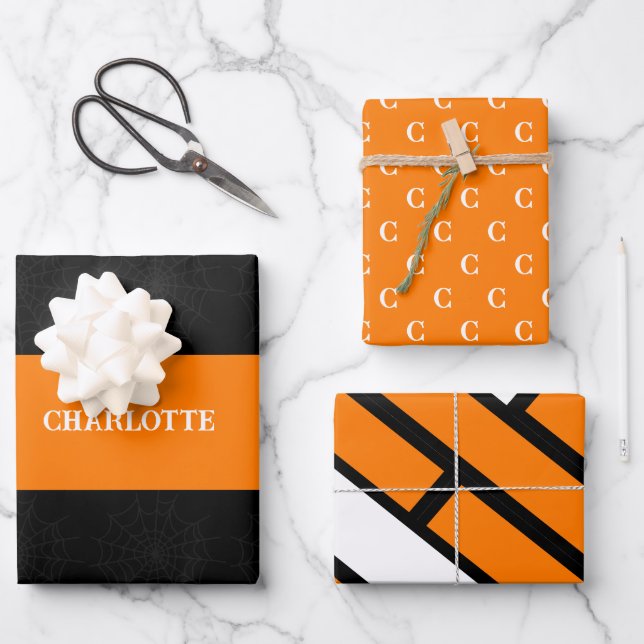 Personalized Halloween  Wrapping Paper Sheet (Front)